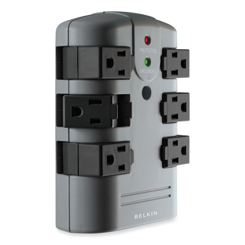 Image of Belkin® Pivot Plug Surge Protector, 6 Ac Outlets, 1,080 J, Gray