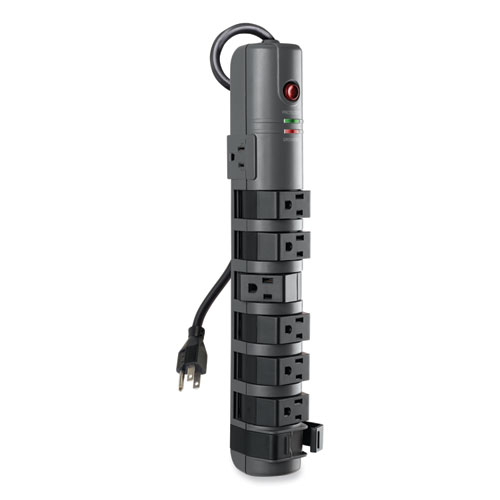 Pivot Plug Surge Protector, 8 AC Outlets, 6 ft Cord, 1,800 J, Gray