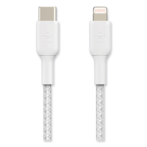 BOOST CHARGE Braided Apple Lightning to USB-C ChargeSync Cable, 3.3 ft, White