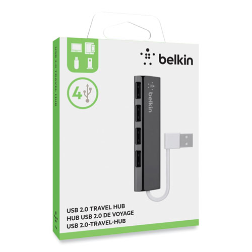 Image of Belkin® Ultra-Slim Travel Hub, 4 Ports, Nightshade/White