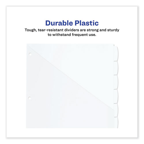 Image of Avery® Write And Erase Durable Plastic Dividers With Straight Pocket, 8-Tab, 11.13 X 9.25, White, 1 Set