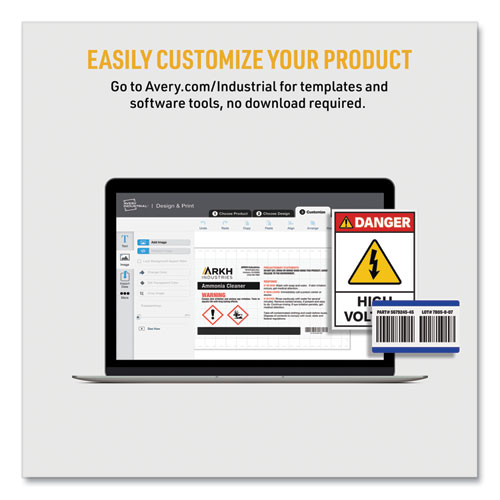 Image of Avery® Permatrack Destructible Asset Tag Labels, Laser Printers, 1.25 X 2.75, White, 14/Sheet, 8 Sheets/Pack