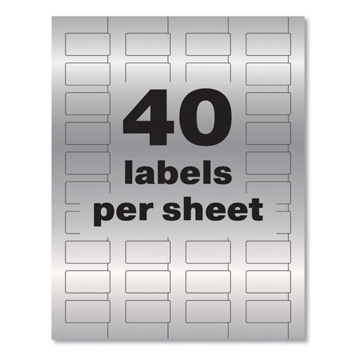 PermaTrack Metallic Asset Tag Labels, Laser Printers, 0.75 x 1.5, Metallic Silver, 40/Sheet, 8 Sheets/Pack