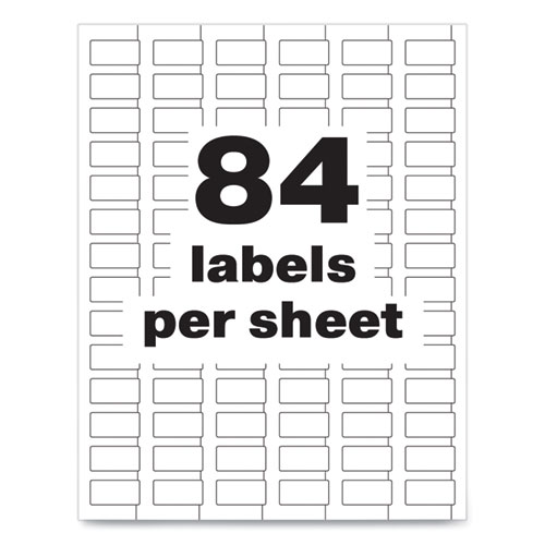 Image of Avery® Permatrack Durable White Asset Tag Labels, Laser Printers, 0.5 X 1, White, 84/Sheet, 8 Sheets/Pack