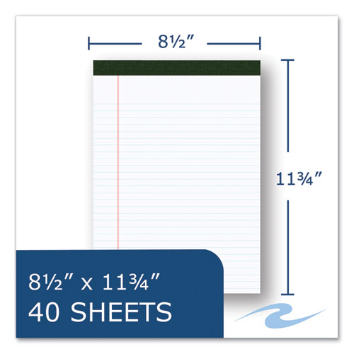Image of Roaring Spring® Usda Certified Bio-Preferred Legal Pad, Wide/Legal Rule, 40 White 8.5 X 11.75 Sheets, 12/Pack