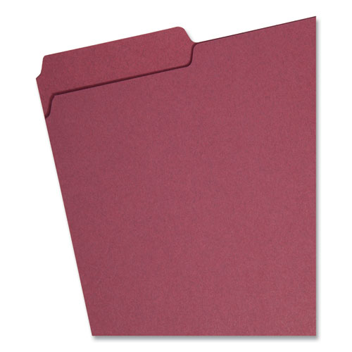 Image of Smead™ Interior File Folders, 1/3-Cut Tabs: Assorted, Letter Size, 0.75" Expansion, Maroon, 100/Box