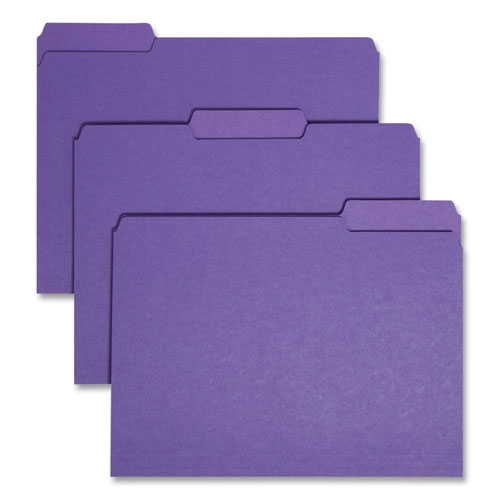 Smead™ Interior File Folders, 1/3-Cut Tabs: Assorted, Letter Size, 0.75" Expansion, Purple, 100/Box