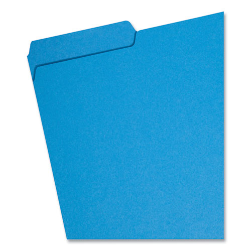 Image of Smead™ Interior File Folders, 1/3-Cut Tabs: Assorted, Letter Size, 0.75" Expansion, Sky Blue, 100/Box