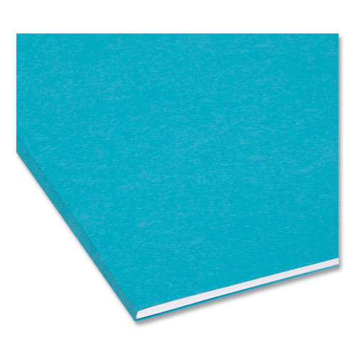 Interior File Folders, 1/3-Cut Tabs: Assorted, Letter Size, 0.75" Expansion, Teal, 100/Box