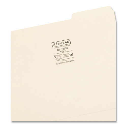 Image of Smead™ Manila File Folders, 1/3-Cut Tabs: Right Position, Letter Size, 0.75" Expansion, Manila, 100/Box
