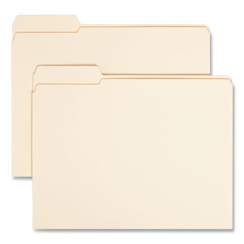 Image of Smead™ Reinforced Tab Manila File Folders, 1/3-Cut Tabs: Left Position, Letter Size, 0.75" Expansion, 11-Pt Manila, 100/Box