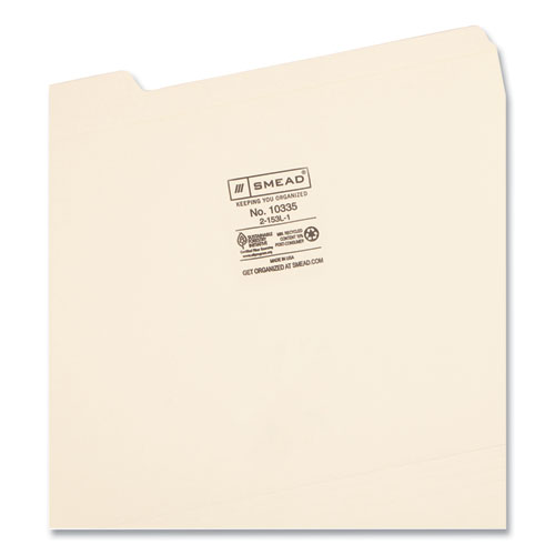 Image of Smead™ Reinforced Tab Manila File Folders, 1/3-Cut Tabs: Left Position, Letter Size, 0.75" Expansion, 11-Pt Manila, 100/Box