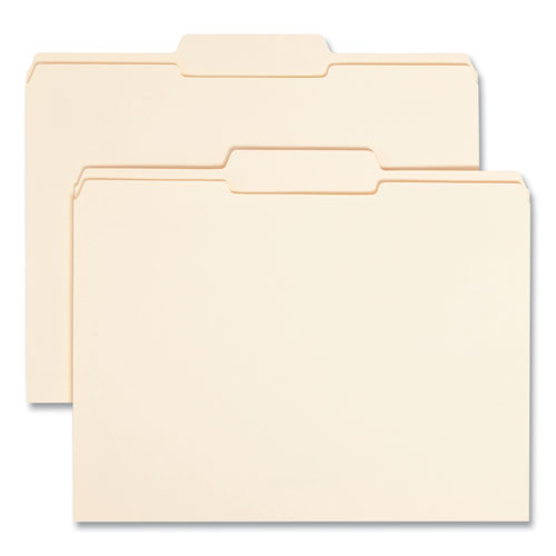 Image of Smead™ Reinforced Tab Manila File Folders, 1/3-Cut Tabs: Center Position, Letter Size, 0.75" Expansion, 11-Pt Manila, 100/Box