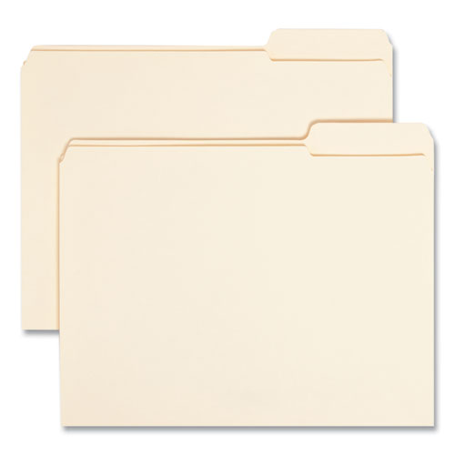 Image of Smead™ Reinforced Tab Manila File Folders, 1/3-Cut Tabs: Right Position, Letter Size, 0.75" Expansion, 11-Pt Manila, 100/Box