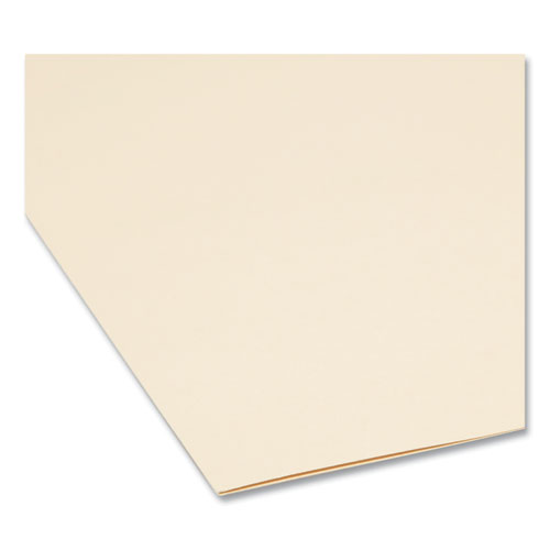 Image of Smead™ 100% Recycled Reinforced Top Tab File Folders, 1/3-Cut Tabs: Assorted, Letter Size, 0.75" Expansion, Manila, 100/Box