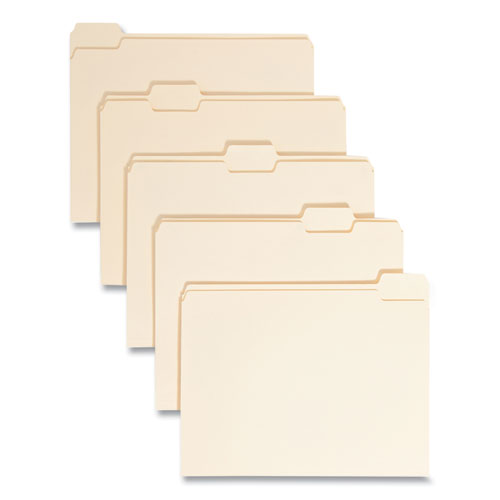 Smead™ Manila File Folders, 1/5-Cut Tabs: Assorted, Letter Size, 0.75" Expansion, Manila, 100/Box