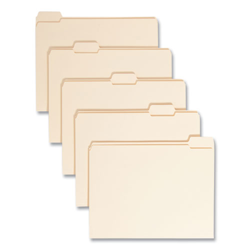 Reinforced Tab Manila File Folders, 1/5-Cut Tabs: Assorted, Letter Size, 0.75" Expansion, 11-pt Manila, 100/Box