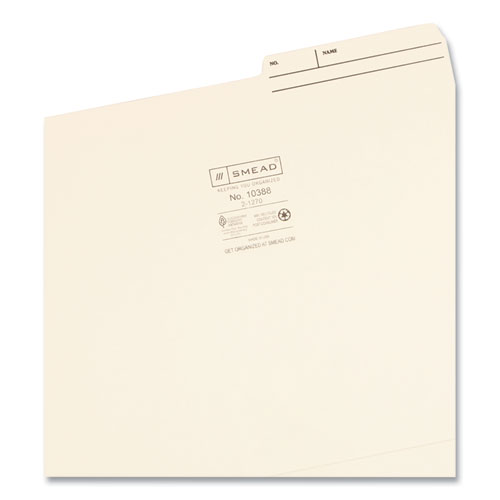 Image of Smead™ Reinforced Guide Height File Folders, 2/5-Cut Printed Tabs: Right Position, Letter Size, 0.75" Expansion, Manila, 100/Box