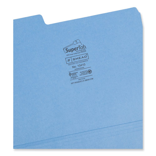 Image of Smead™ Supertab Colored File Folders, 1/3-Cut Tabs: Assorted, Letter Size, 0.75" Expansion, 14-Pt Stock, Assorted Colors, 50/Box