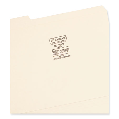 Image of Smead™ Reinforced Tab Manila File Folders, 1/3-Cut Tabs: Assorted, Letter Size, 0.75" Expansion, 14-Pt Manila, 100/Box
