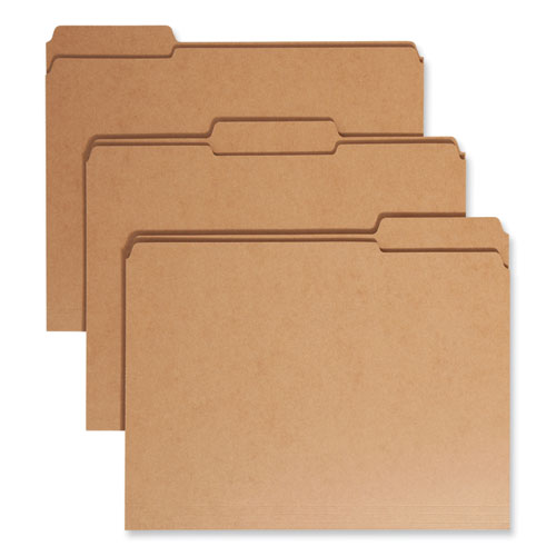 Smead™ Heavyweight Kraft File Folder, 1/3-Cut Tabs: Assorted, Letter Size, 0.75" Expansion, 11-Pt Kraft, Brown, 100/Box