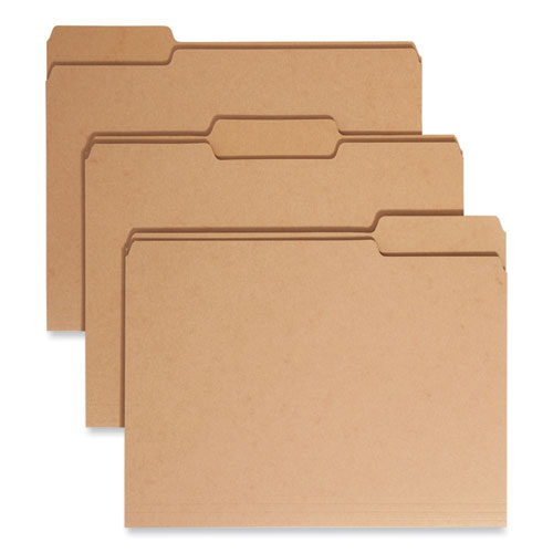 Smead™ Heavyweight Kraft File Folder, 1/3-Cut Tabs: Assorted, Letter Size, 0.75" Expansion, 17-Pt Kraft, Brown, 50/Box