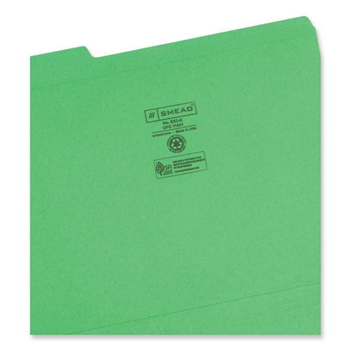 Image of Smead™ Reinforced Top Tab Colored File Folders, 1/3-Cut Tabs: Assorted, Letter Size, 0.75" Expansion, Assorted Colors, 12/Pack