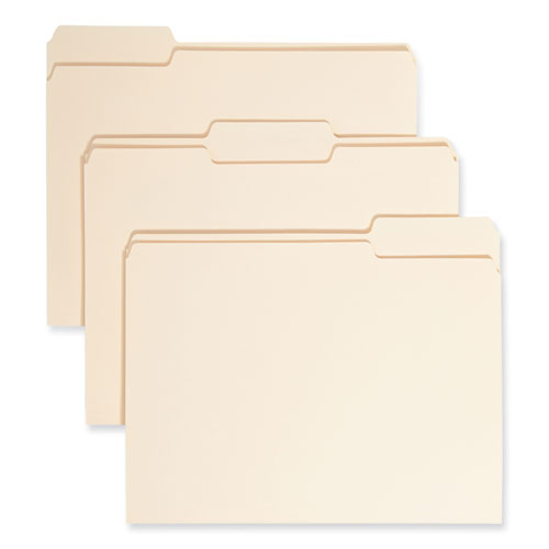 Smead™ Manila File Folders, 1/2-Cut Tabs: Assorted, Legal Size, 0.75" Expansion, Manila, 100/Box