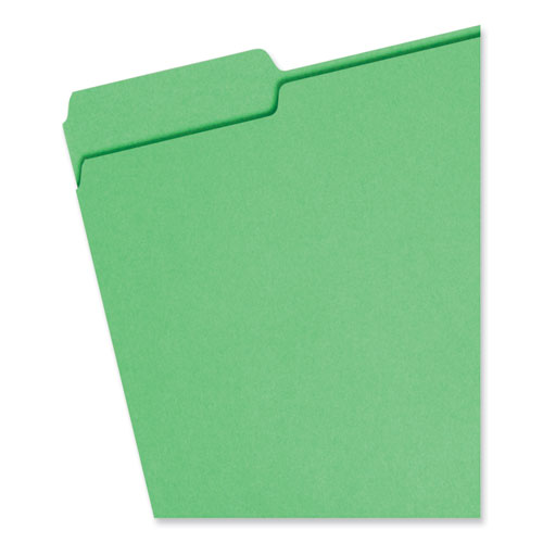 Image of Smead™ Colored File Folders, 1/3-Cut Tabs: Assorted, Letter Size, 0.75" Expansion, Assorted: Blue/Green/Orange/Red/Yellow, 100/Box