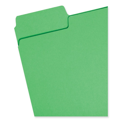 Image of Smead™ Supertab Colored File Folders, 1/3-Cut Tabs: Assorted, Letter Size, 0.75" Expansion, 11-Pt Stock, Green, 100/Box
