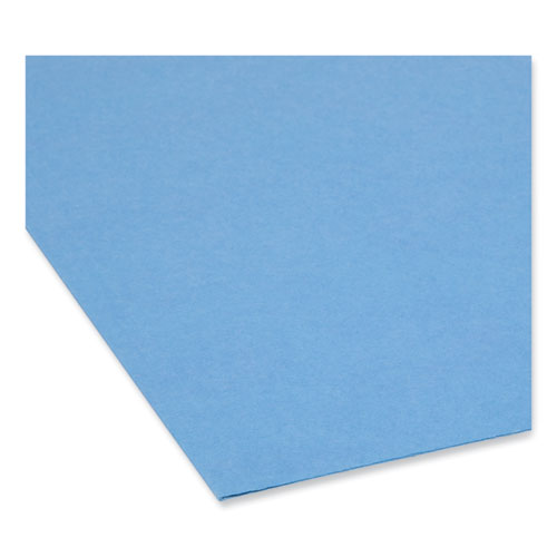 SuperTab Colored File Folders, 1/3-Cut Tabs: Assorted, Letter Size, 0.75" Expansion, 11-pt Stock, Blue, 100/Box