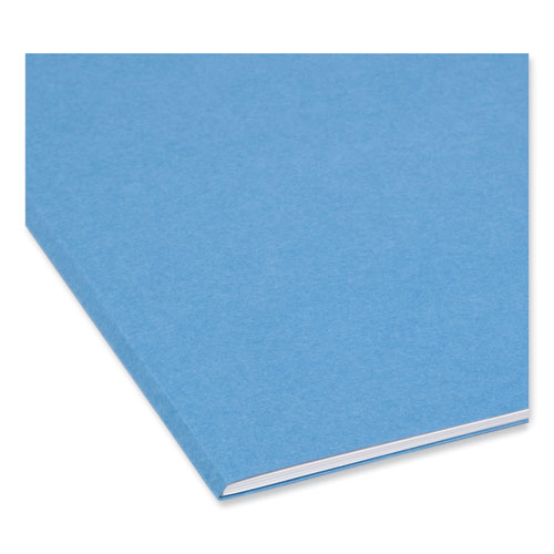Image of Smead™ Reinforced Top Tab Colored File Folders, Straight Tabs, Letter Size, 0.75" Expansion, Blue, 100/Box