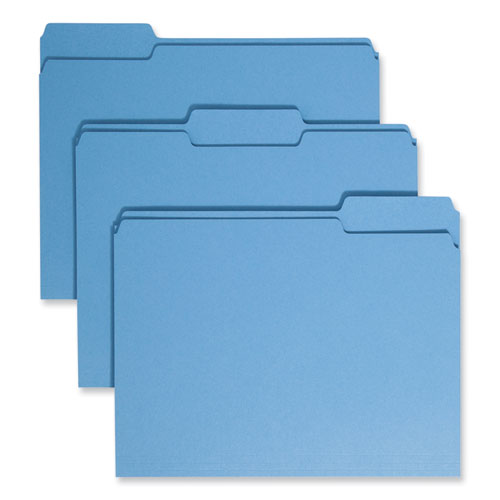 Smead™ Colored File Folders, 1/3-Cut Tabs: Assorted, Letter Size, 0.75" Expansion, Blue, 100/Box