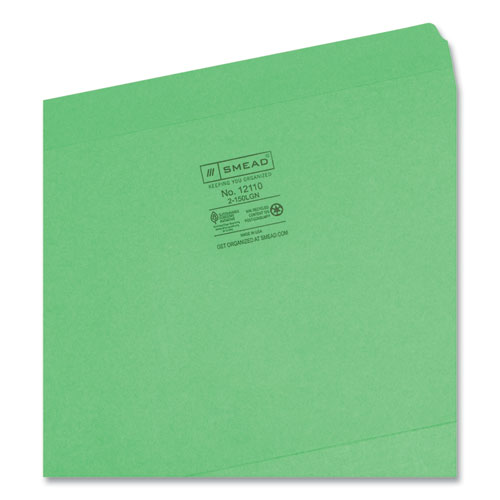 Image of Smead™ Reinforced Top Tab Colored File Folders, Straight Tabs, Letter Size, 0.75" Expansion, Green, 100/Box