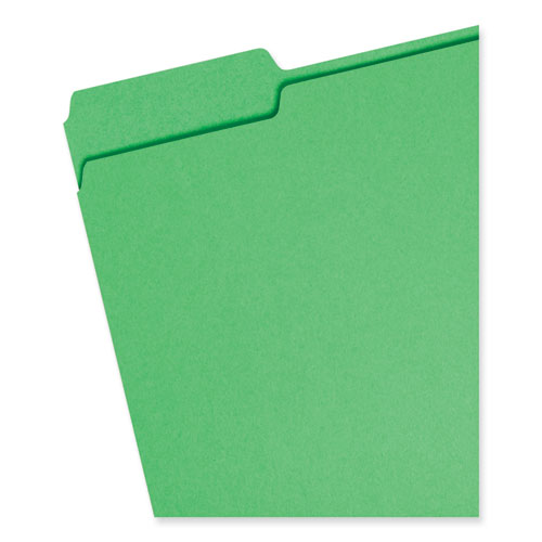 Image of Smead™ Colored File Folders, 1/3-Cut Tabs: Assorted, Letter Size, 0.75" Expansion, Green, 100/Box