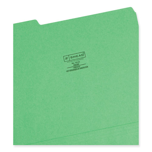 Image of Smead™ Colored File Folders, 1/3-Cut Tabs: Assorted, Letter Size, 0.75" Expansion, Green, 100/Box