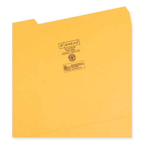 Reinforced Top Tab Colored File Folders, 1/3-Cut Tabs: Assorted, Letter Size, 0.75" Expansion, Goldenrod, 100/Box