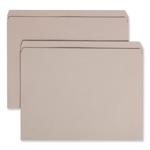 Image of Smead™ Reinforced Top Tab Colored File Folders, Straight Tabs, Letter Size, 0.75" Expansion, Gray, 100/Box
