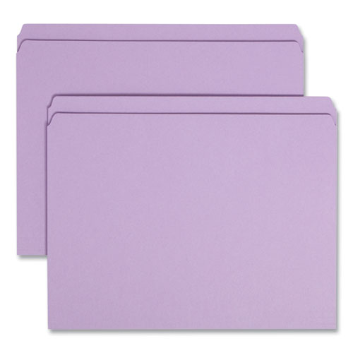 Smead™ Reinforced Top Tab Colored File Folders, Straight Tabs, Letter Size, 0.75" Expansion, Lavender, 100/Box