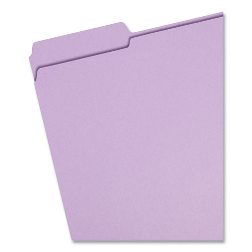 Image of Smead™ Reinforced Top Tab Colored File Folders, 1/3-Cut Tabs: Assorted, Letter Size, 0.75" Expansion, Lavender, 100/Box
