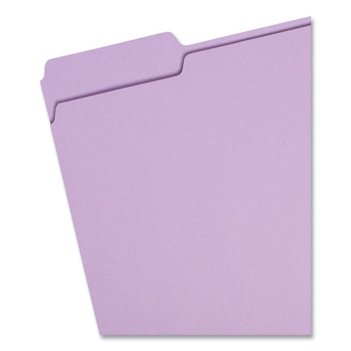 Image of Smead™ Colored File Folders, 1/3-Cut Tabs: Assorted, Letter Size, 0.75" Expansion, Lavender, 100/Box