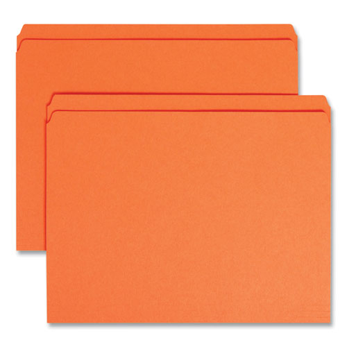 Smead™ Reinforced Top Tab Colored File Folders, Straight Tabs, Letter Size, 0.75" Expansion, Orange, 100/Box