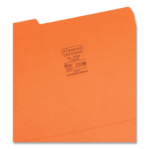 Reinforced Top Tab Colored File Folders, 1/3-Cut Tabs: Assorted, Letter Size, 0.75" Expansion, Orange, 100/Box