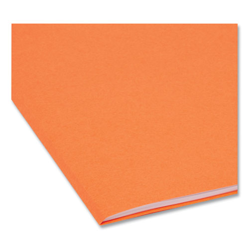 Image of Smead™ Reinforced Top Tab Colored File Folders, 1/3-Cut Tabs: Assorted, Letter Size, 0.75" Expansion, Orange, 100/Box