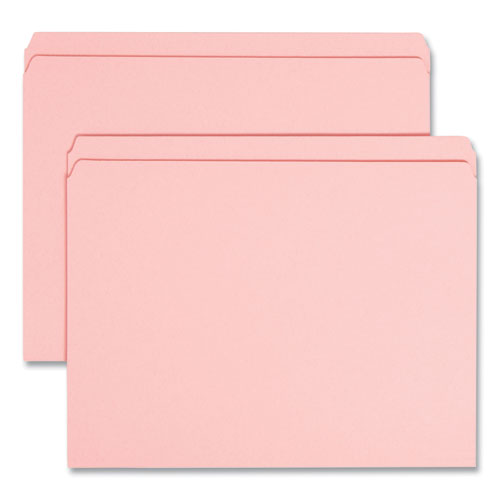Smead™ Reinforced Top Tab Colored File Folders, Straight Tabs, Letter Size, 0.75" Expansion, Pink, 100/Box