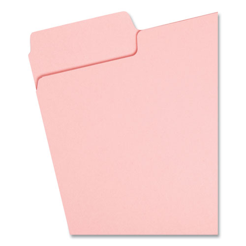 Image of Smead™ Colored File Folders, 1/3-Cut Tabs: Assorted, Letter Size, 0.75" Expansion, Pink, 100/Box