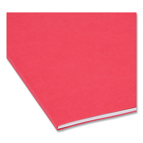 Image of Smead™ Reinforced Top Tab Colored File Folders, Straight Tabs, Letter Size, 0.75" Expansion, Red, 100/Box