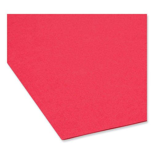 Image of Smead™ Reinforced Top Tab Colored File Folders, 1/3-Cut Tabs: Assorted, Letter Size, 0.75" Expansion, Red, 100/Box