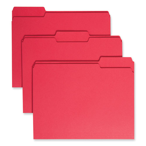 Image of Smead™ Colored File Folders, 1/3-Cut Tabs: Assorted, Letter Size, 0.75" Expansion, Red, 100/Box