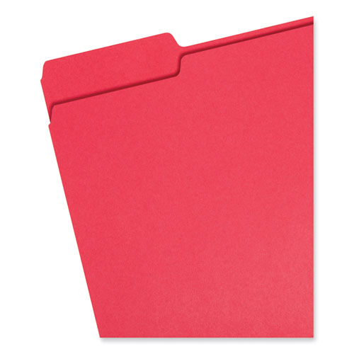 Image of Smead™ Colored File Folders, 1/3-Cut Tabs: Assorted, Letter Size, 0.75" Expansion, Red, 100/Box